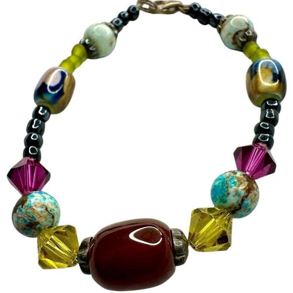 Sterling Silver Natural Stone Beaded Bracelet – Unique & Handcrafted - Picture 15 of 17